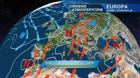 Ciśnienie atmosferyczne i ośrodki baryczne nad Europą