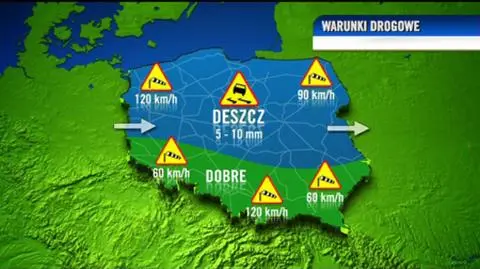 Jazdę utrudniał będzie porywisty wiatr i padający deszcz