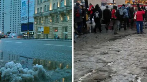 Kierowcy w korkach, piesi w błocie. Odwilż jeszcze potrwa