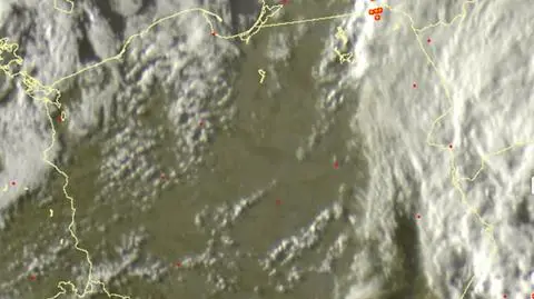 Wyładowania atmosferyczne oznaczono plusami (sat24.com)