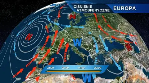Rozkład ciśnienia nad Europą