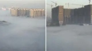 Gęsta mgła nad chińską prowincją Ningxia Hui