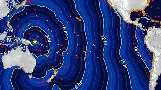 Przewidywany czas przepływu fali tsunami