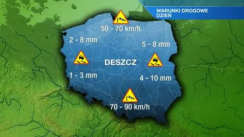 Deszcz, wiatr i niekorzystny biomet. Kierowcy będą niezadowoleni