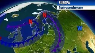 Układ frontów atmosferycznych nad Europą