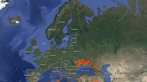 Pożary w Europie w ciągu ostatnich siedmiu dni (EFFIS-Copernicus)