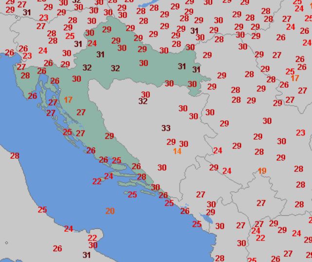 Temperatura maksymalna w niedzielę w Choracji