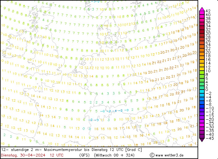 Prognozowana temperatura maksymalna 30 kwietnia