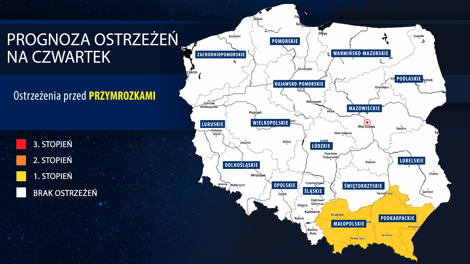 Prognoza ostrzeżeń na czwartek