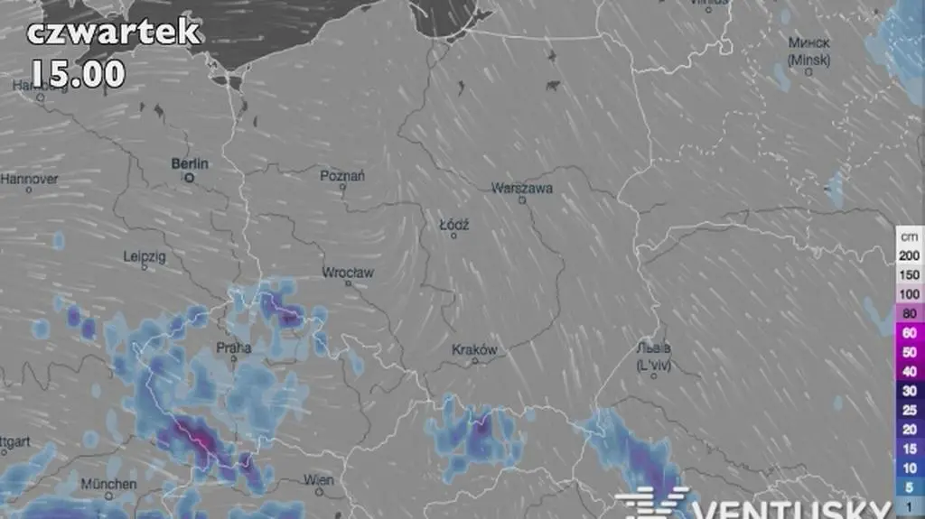 Grubość pokrywy śnieżnej 28 i 29 grudnia (źródło: Ventusky)