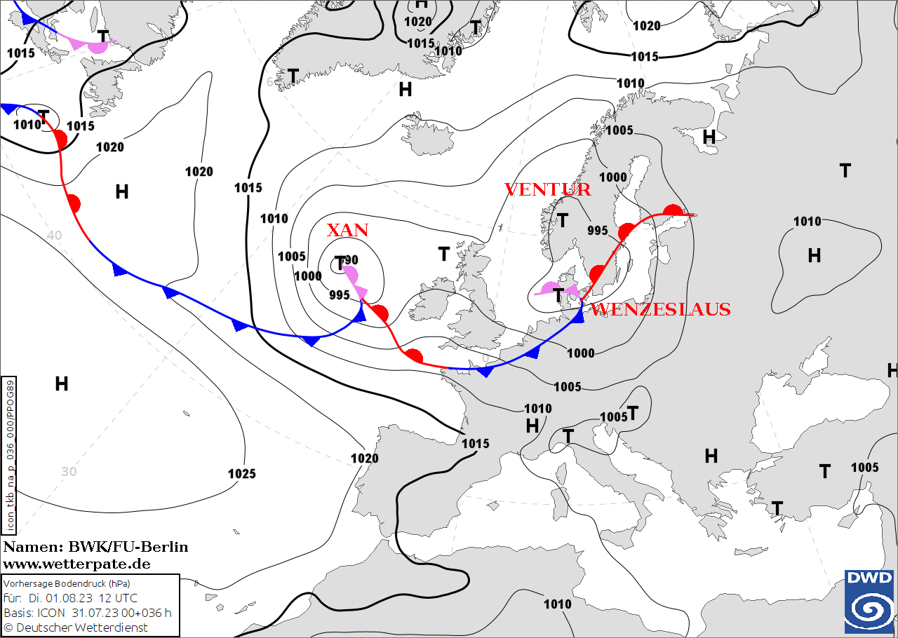Sytuacja baryczna nad Europą 