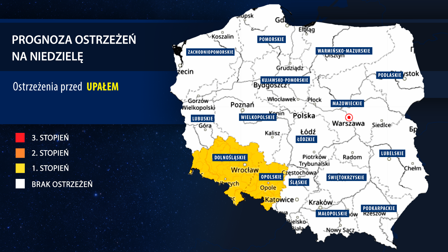 Prognoza zagrożeń IMGW na niedzielę