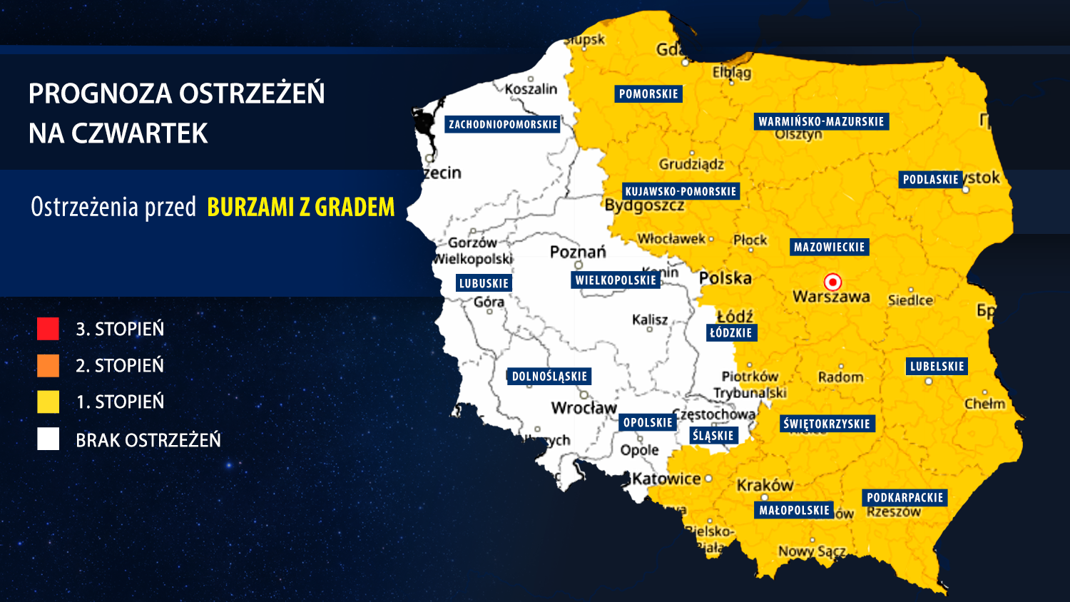 Prognoza zagrożeń IMGW na czwartek