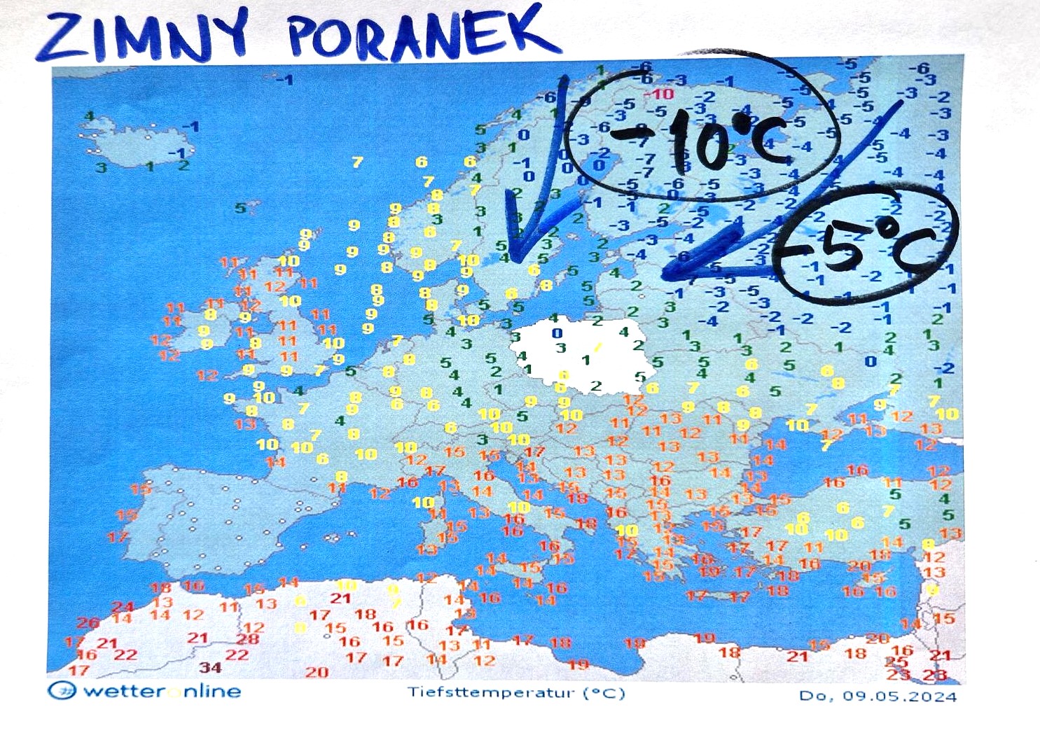 Temperatura powietrza w czwartek rano