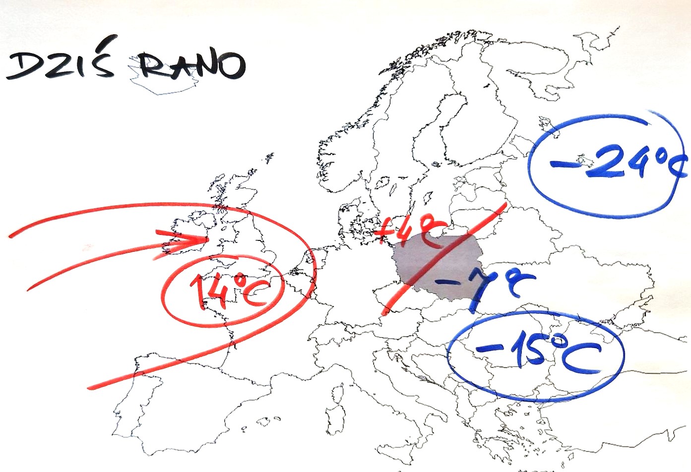 Sytuacja pogodowa w poniedziałek rano