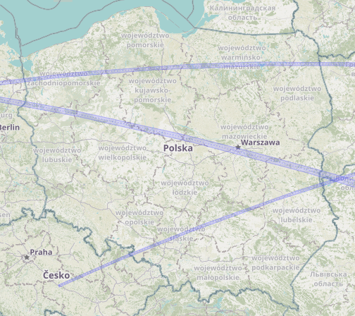 Miejsca, gdzie widoczne będą przeloty ISS na tle Księżyca - noc 15/16.05