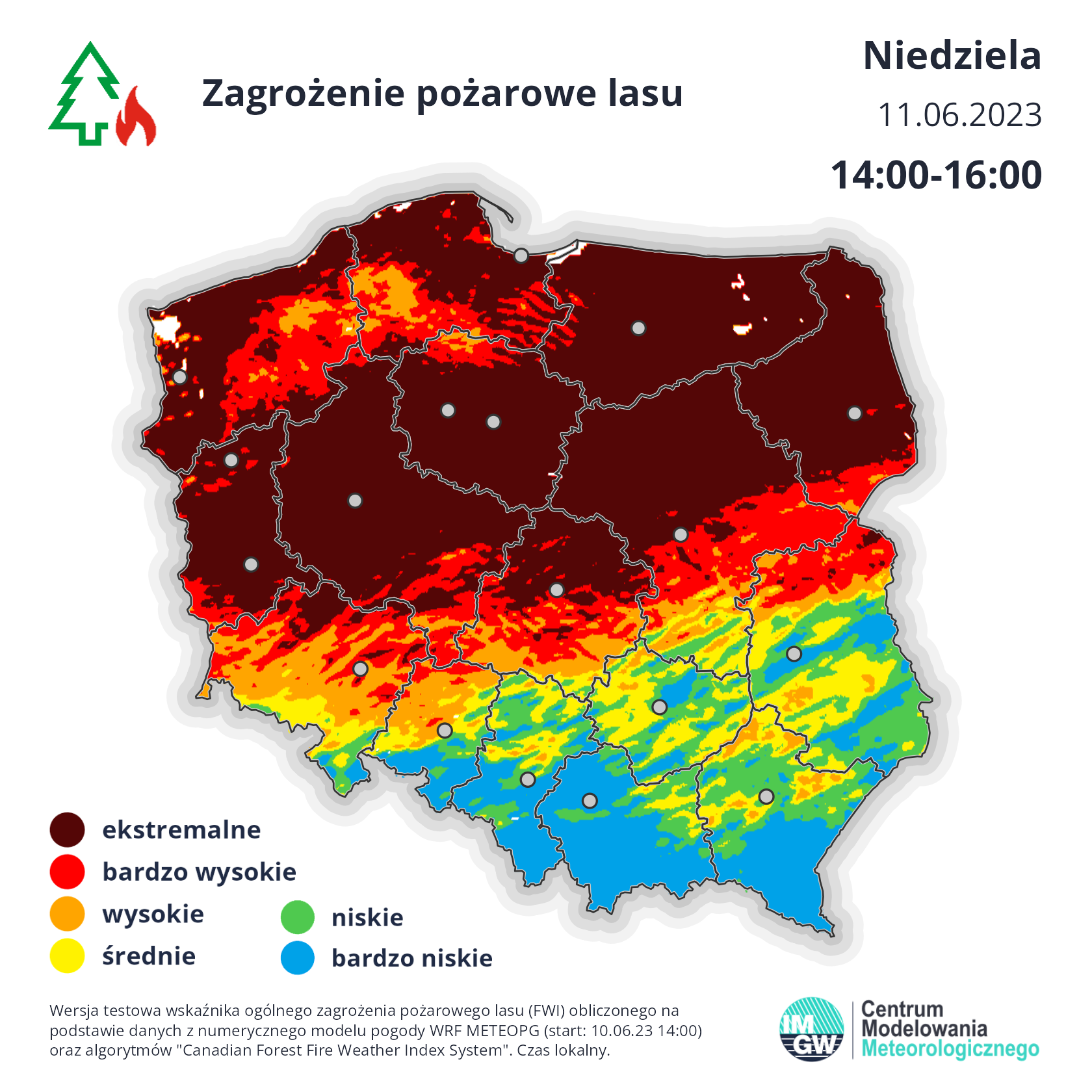 Zagrożenie pożarowe w lasach w niedzielę po południu