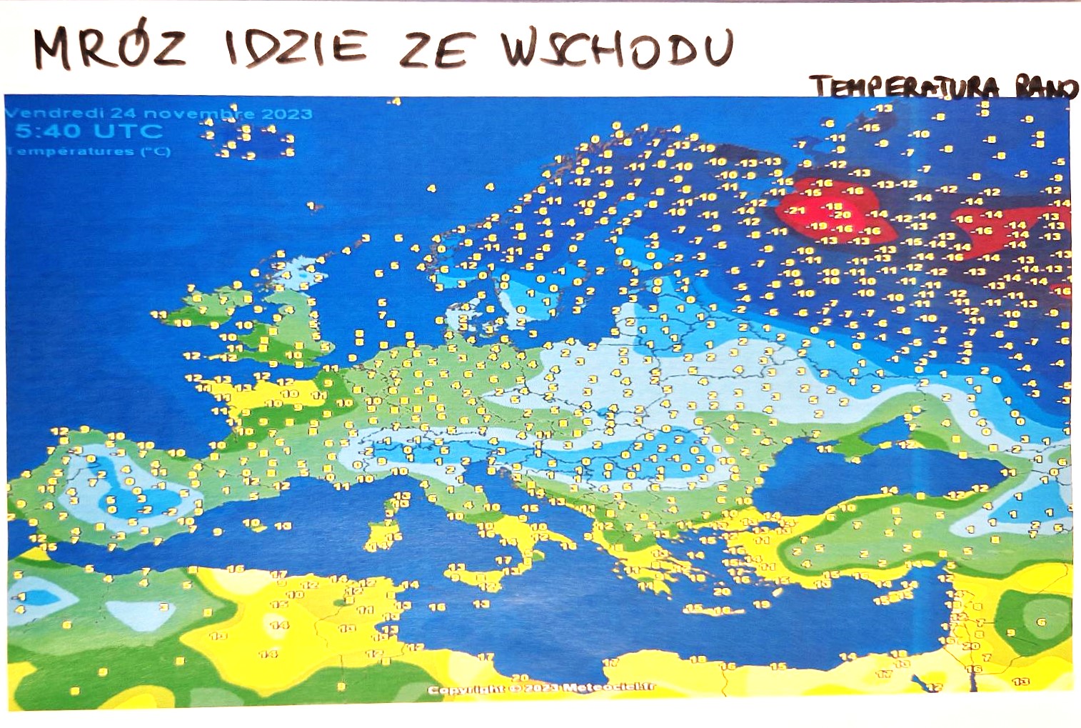 Temperatura w Europie odnotowana w piątek o poranku