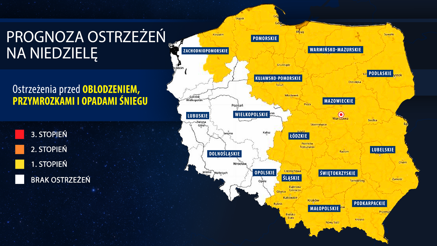 Prognoza zagrożeń IMGW na niedzielę