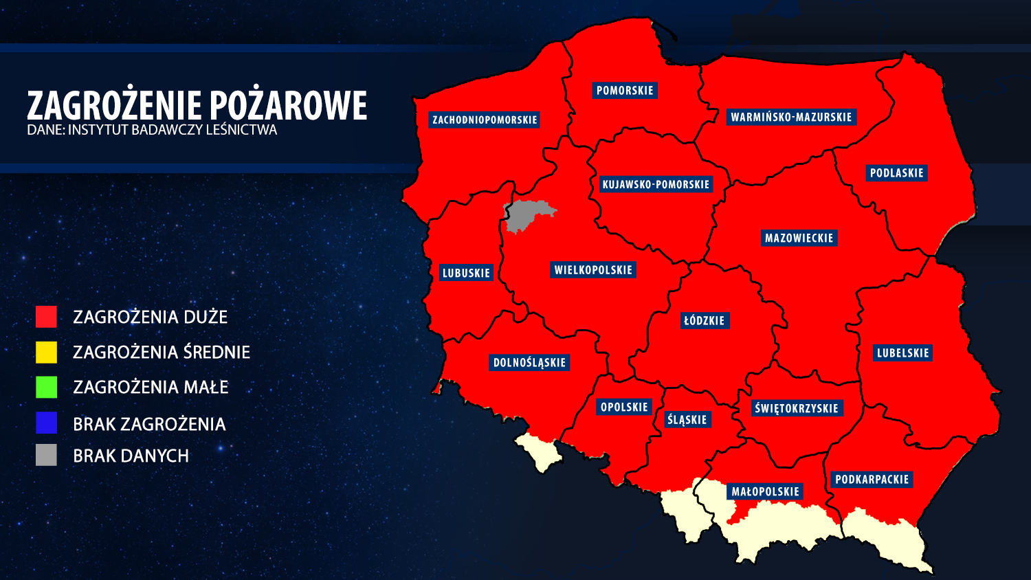Zagrożenie pożarowe w niedzielę