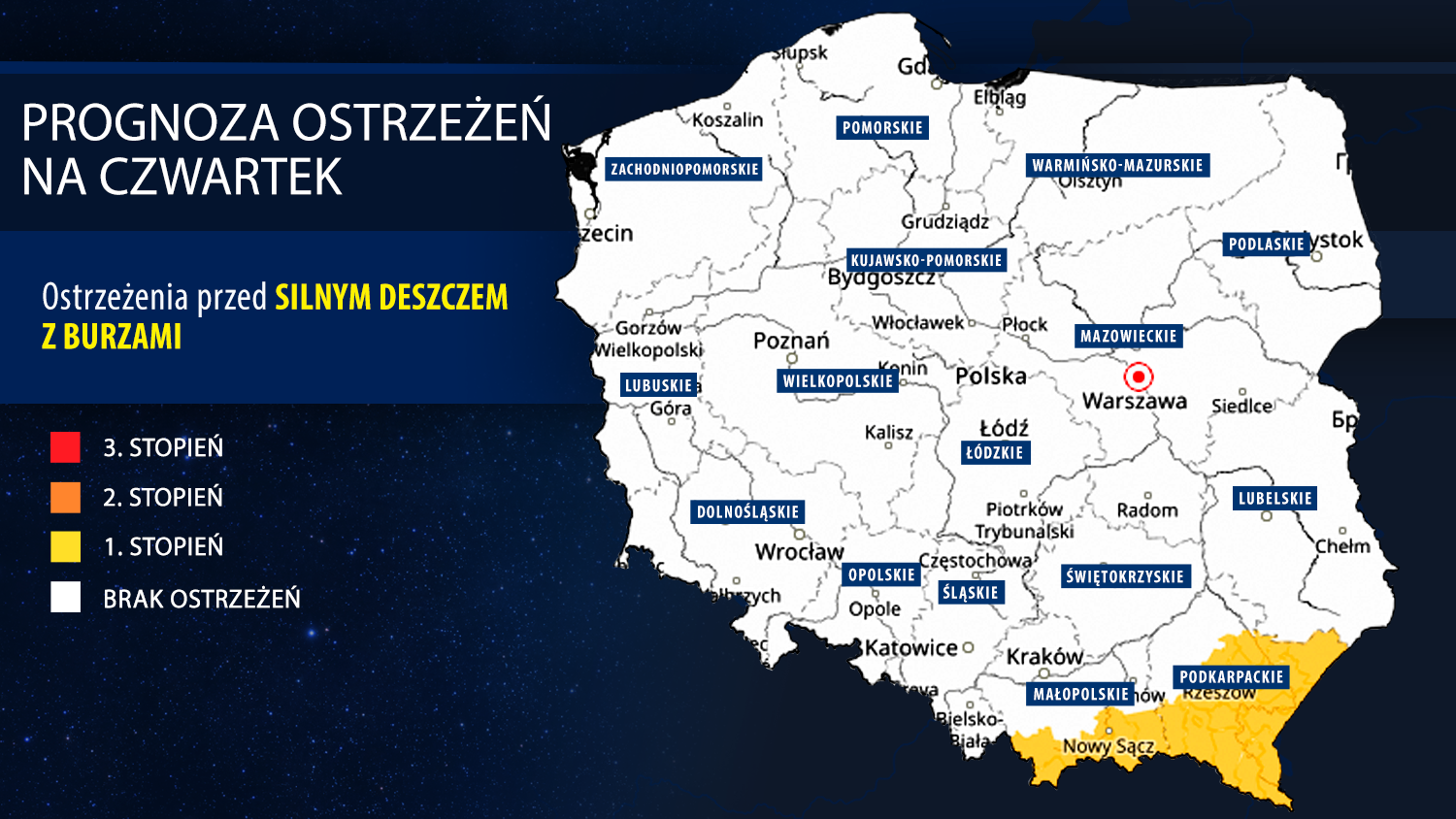 Prognoza alertów IMGW na czwartek