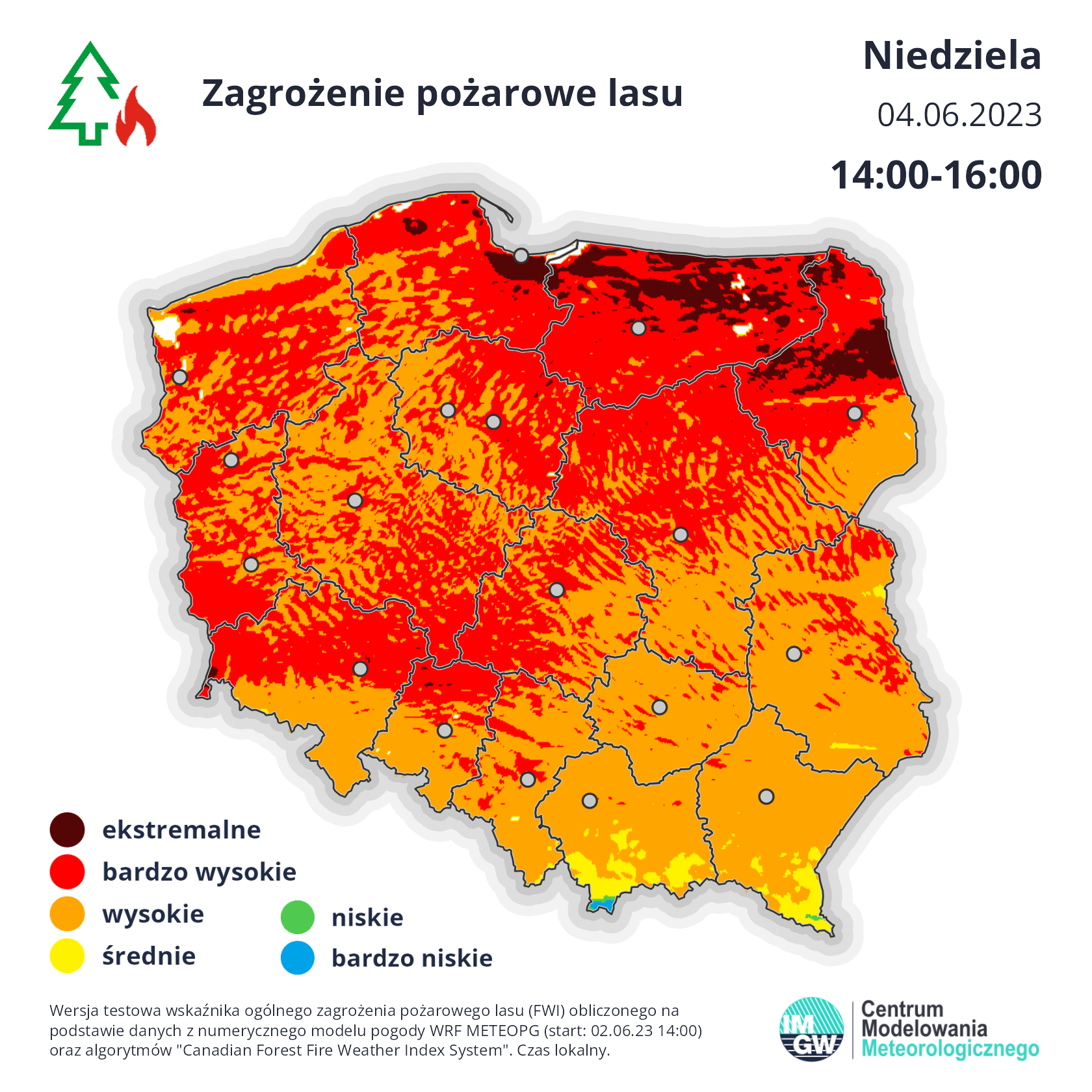 Zagrożenie pożarowe w lasach w niedzielę po południu