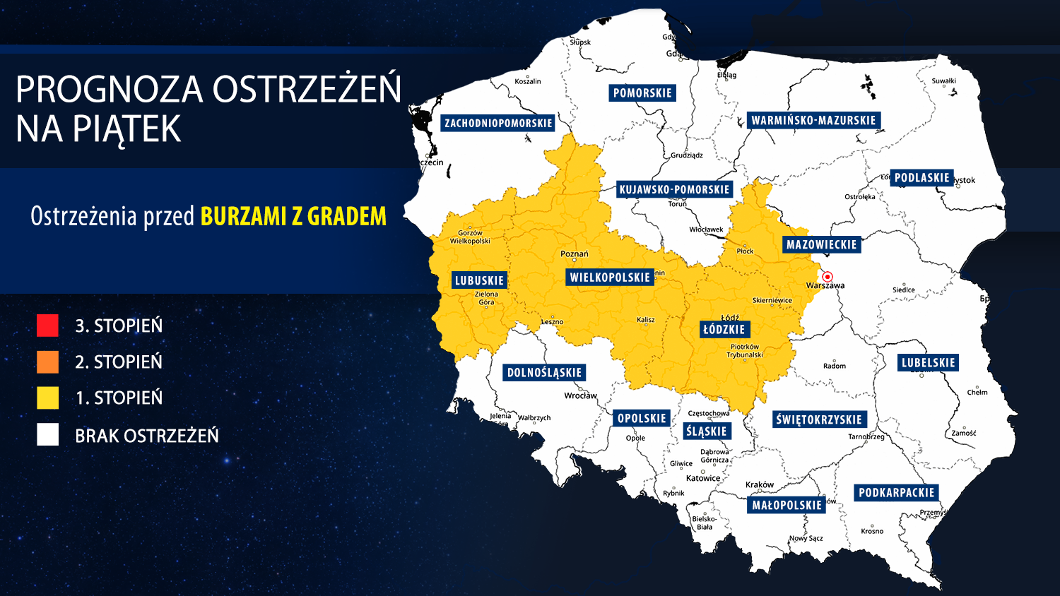 Prognoza zagrożeń IMGW na piątek