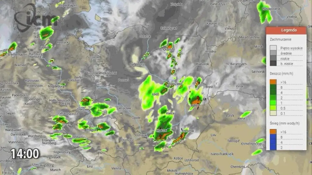 Opady i burze nad Polską