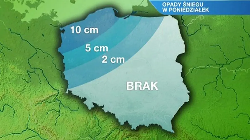 Opady śniegu w poniedziałek i wtorek