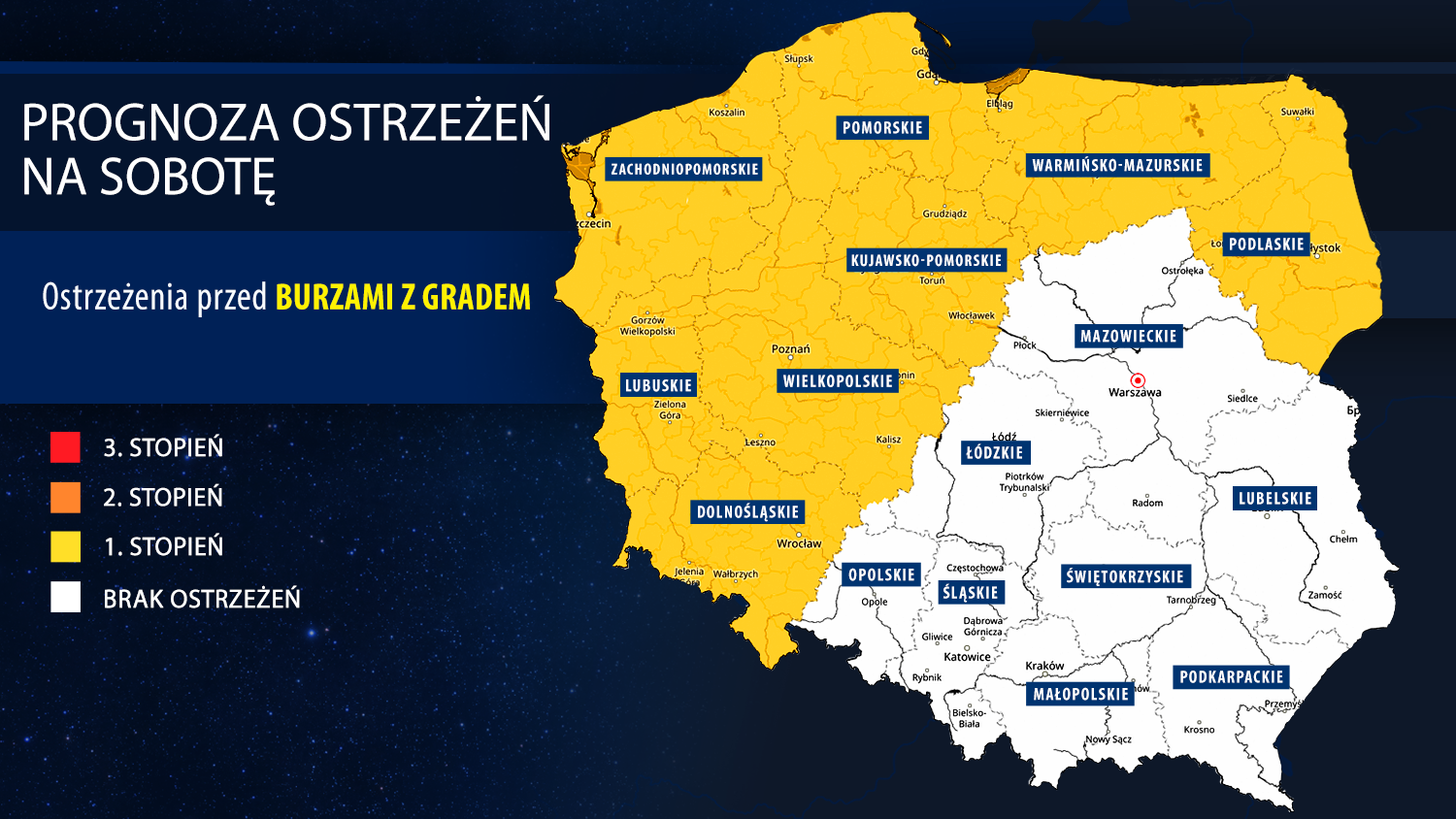 Prognoza zagrożeń IMGW na sobotę