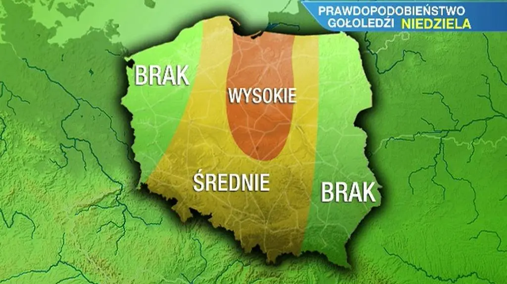 Prawdopodobieństwo wystąpienia gołoledzi w niedzielę 2