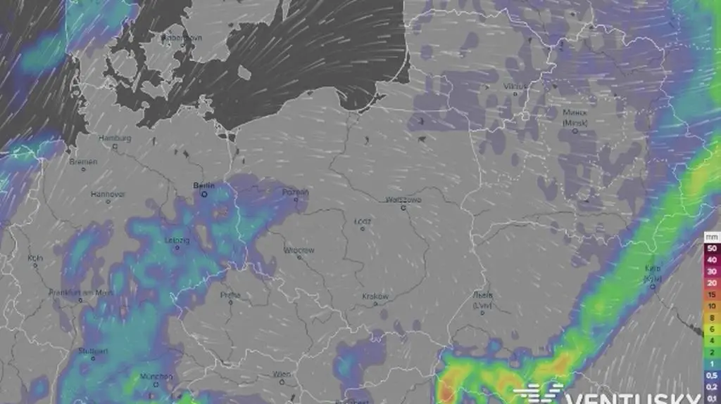 Prognoza opadów na najbliższe dni (Ventusky