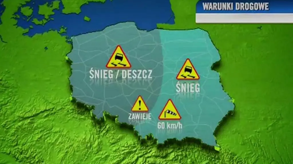 Prognoza pogody TVN Meteo dla kierowców na dzień, 19