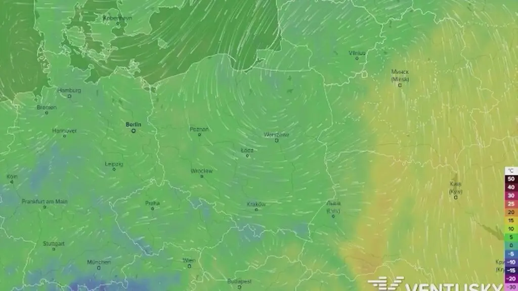 Prognoza temperatur na majówkę (Ventusky