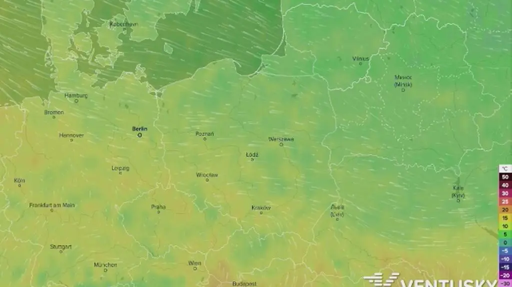 Prognoza temperatur na weekend (Ventusky