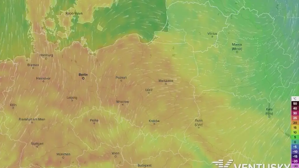 Prognoza temperatur w najbliższych dniach (Ventusky