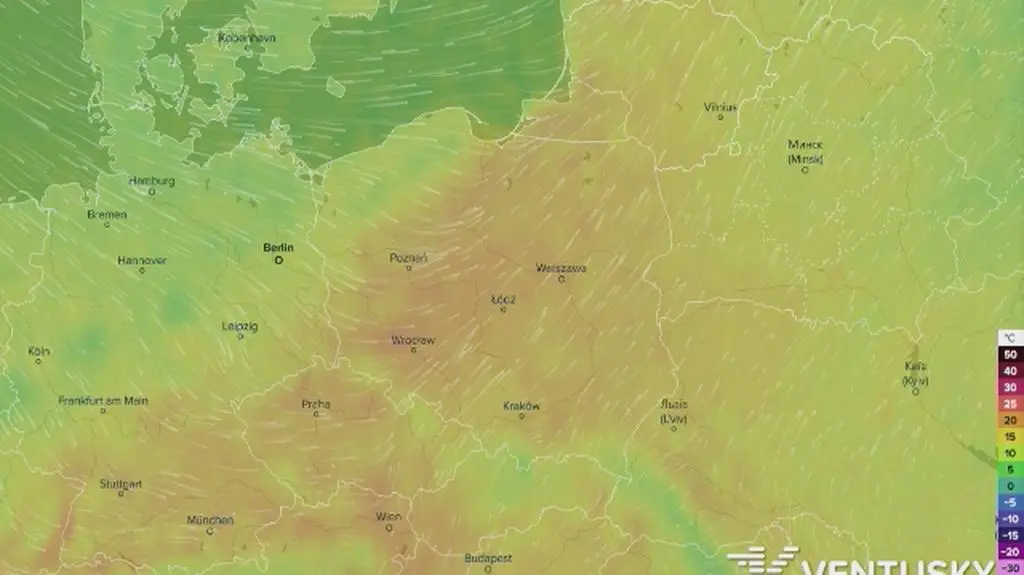 Prognoza temperatur w najbliższych dniach (Ventusky