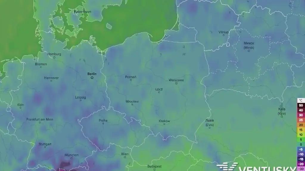Prognoza temperatury na najbliższe dni (ventusky