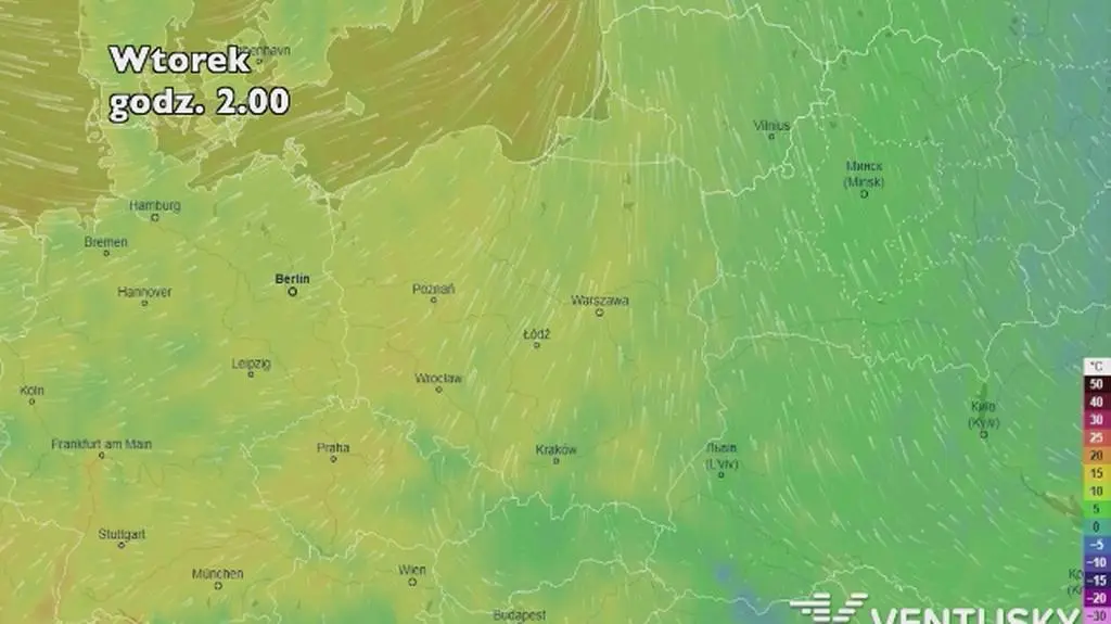 Prognoza temperatury na pięć dni (ventusky
