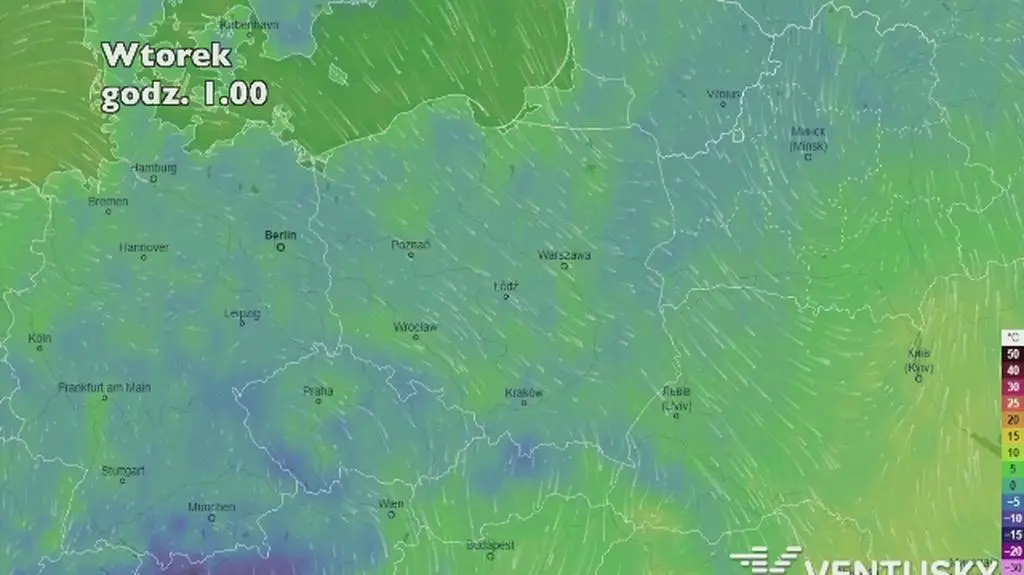 Prognoza temperatury na pięć dni (ventusky