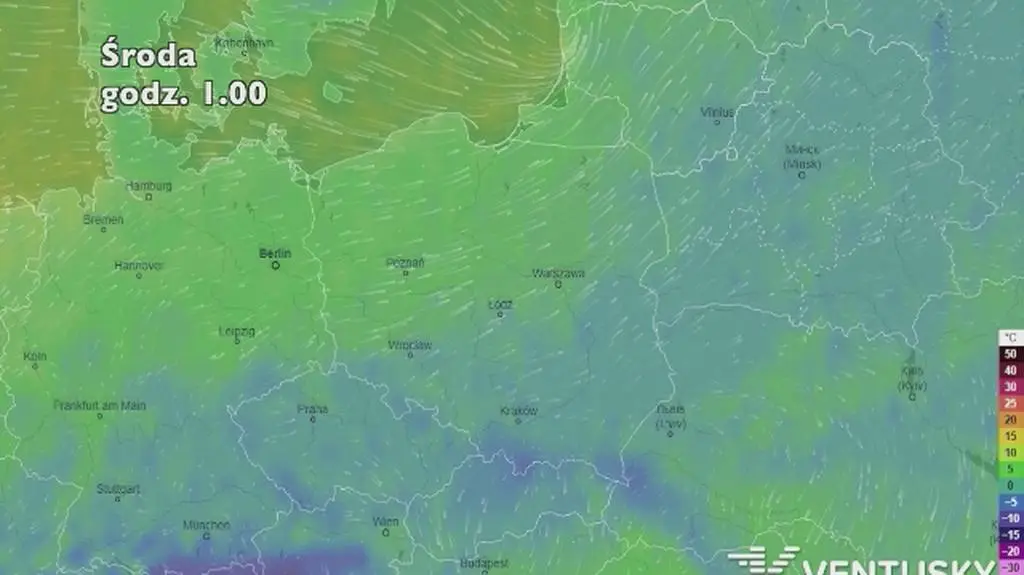 Prognoza temperatury na pięć dni (ventusky