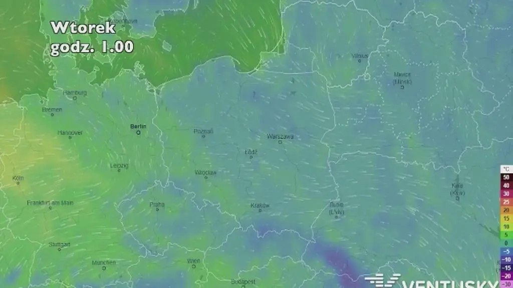 Prognoza temperatury na pięć dni (ventusky