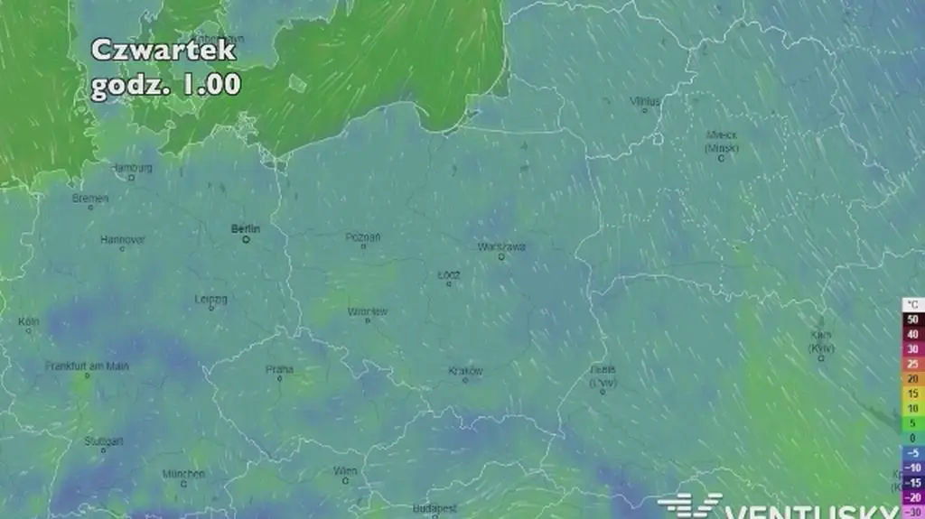 Prognoza temperatury na pięć dni (ventusky