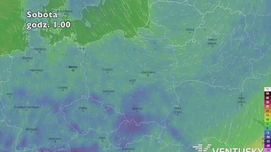 Prognoza temperatury na pięć dni (ventusky