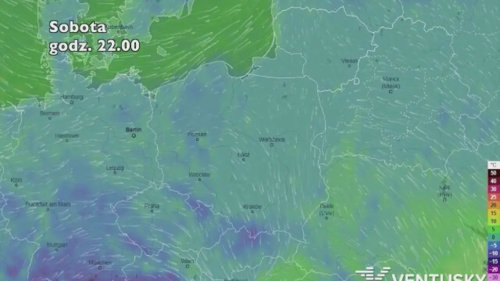 Prognoza temperatury na pięć dni (ventusky