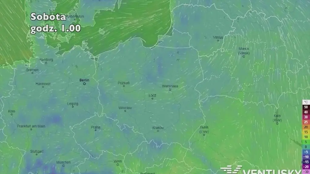 Prognoza temperatury na pięć dni (ventusky