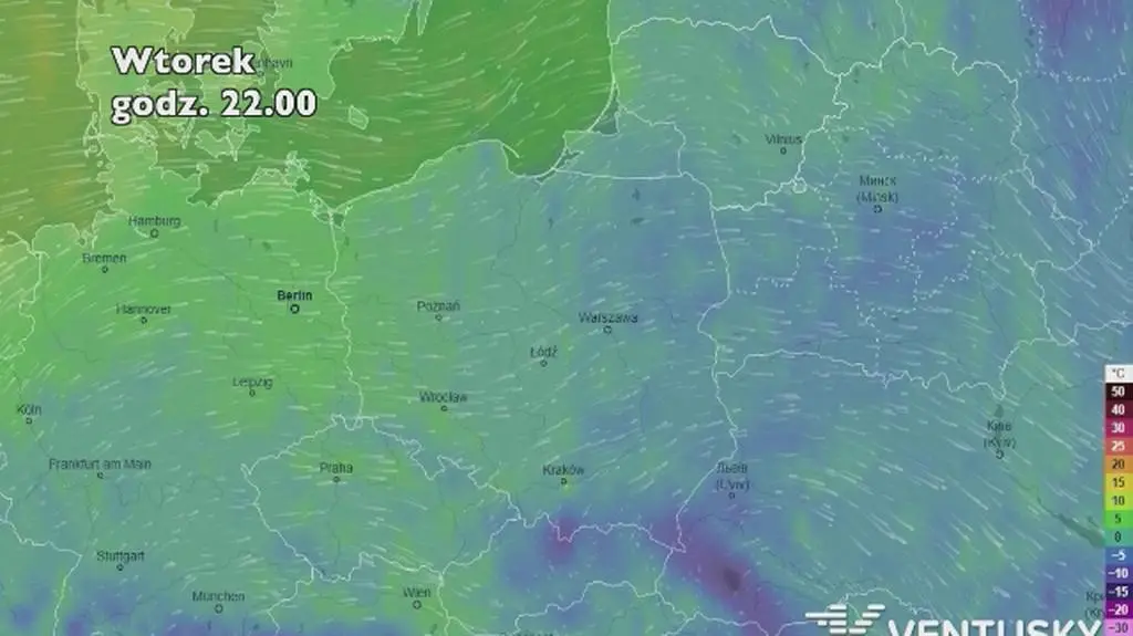 Prognoza temperatury na pięć dni (ventusky