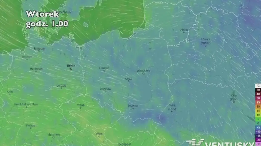 Prognoza temperatury na pięć dni (ventusky