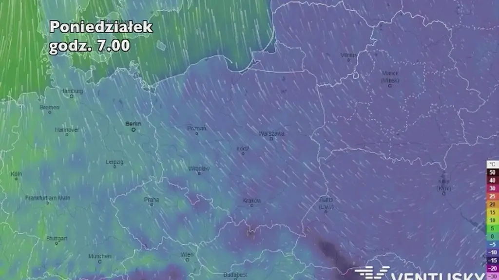 Prognoza temperatury na pięć dni (ventusky