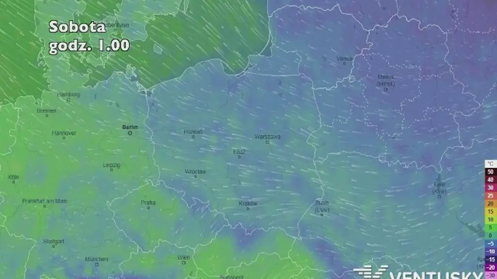 Prognoza temperatury na pięć dni (ventusky